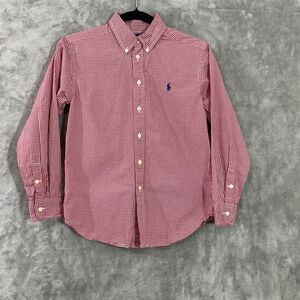 Ralph Lauren Boys' M (10-12) Gingham Check Button Down Rodeo western Shirt